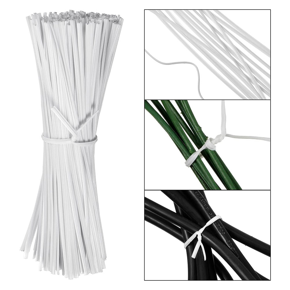 Garden Wire Twist Tie - 100Pcs BK WH Oblate Iron Wire