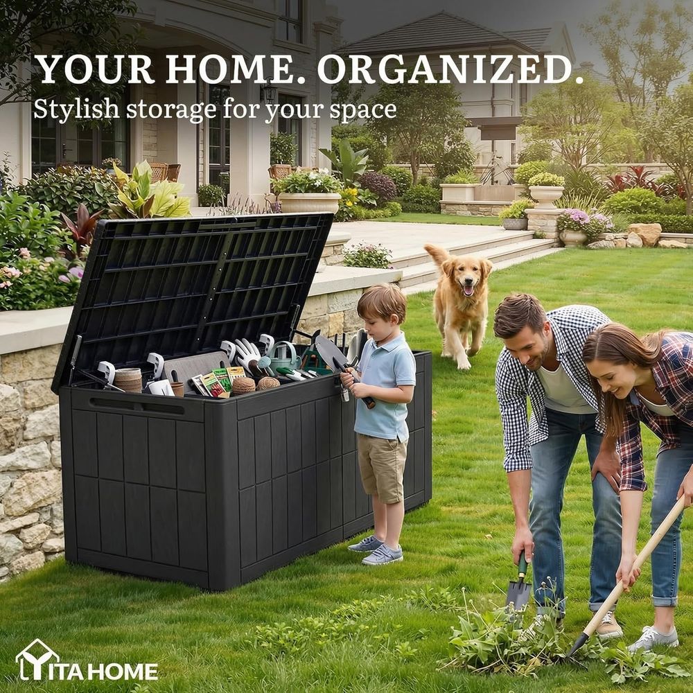 Large 134 Gallon Outdoor Stora - Gardening Tools Box บทวิจารณ์และราคา