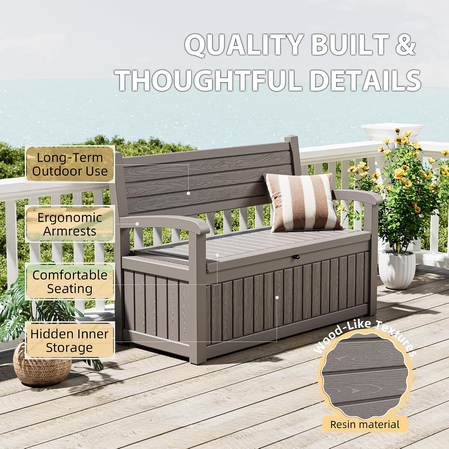 80 Gallon Lockable Deck Bench  - Gardening Tools Box บทวิจารณ์และราคา