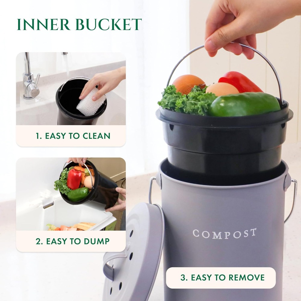 Indoor Compost Bin Kitchen Odo - Compost Bin บทวิจารณ์และราคา