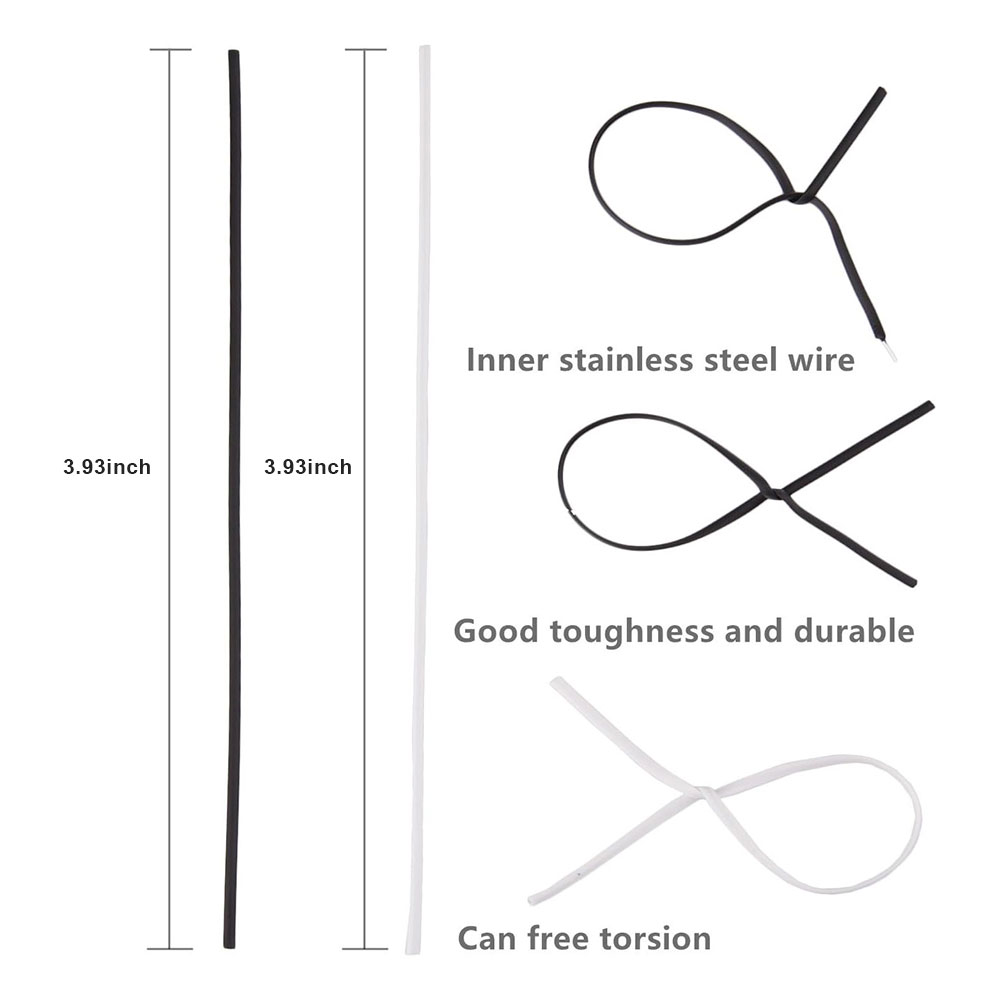 100Pcs BK WH Oblate Iron Wire  - Garden Wire Twist Tie บทวิจารณ์และราคา