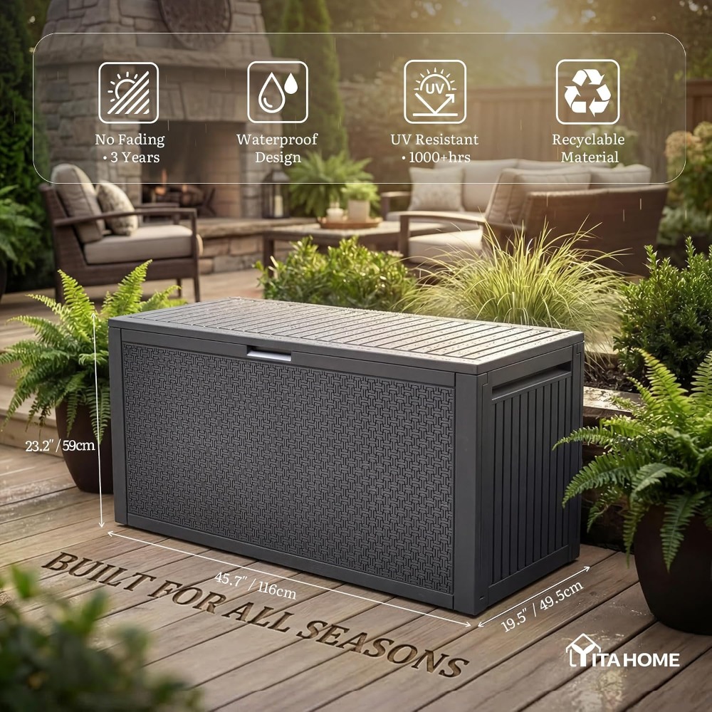 95 Gallon Outdoor Storage Deck - Gardening Tools Box บทวิจารณ์และราคา