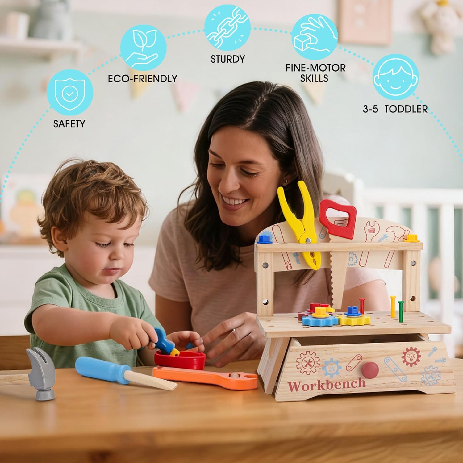 Wooden Tool Bench for Kids,Mon - Gardening Tools Kids Set บทวิจารณ์และราคา
