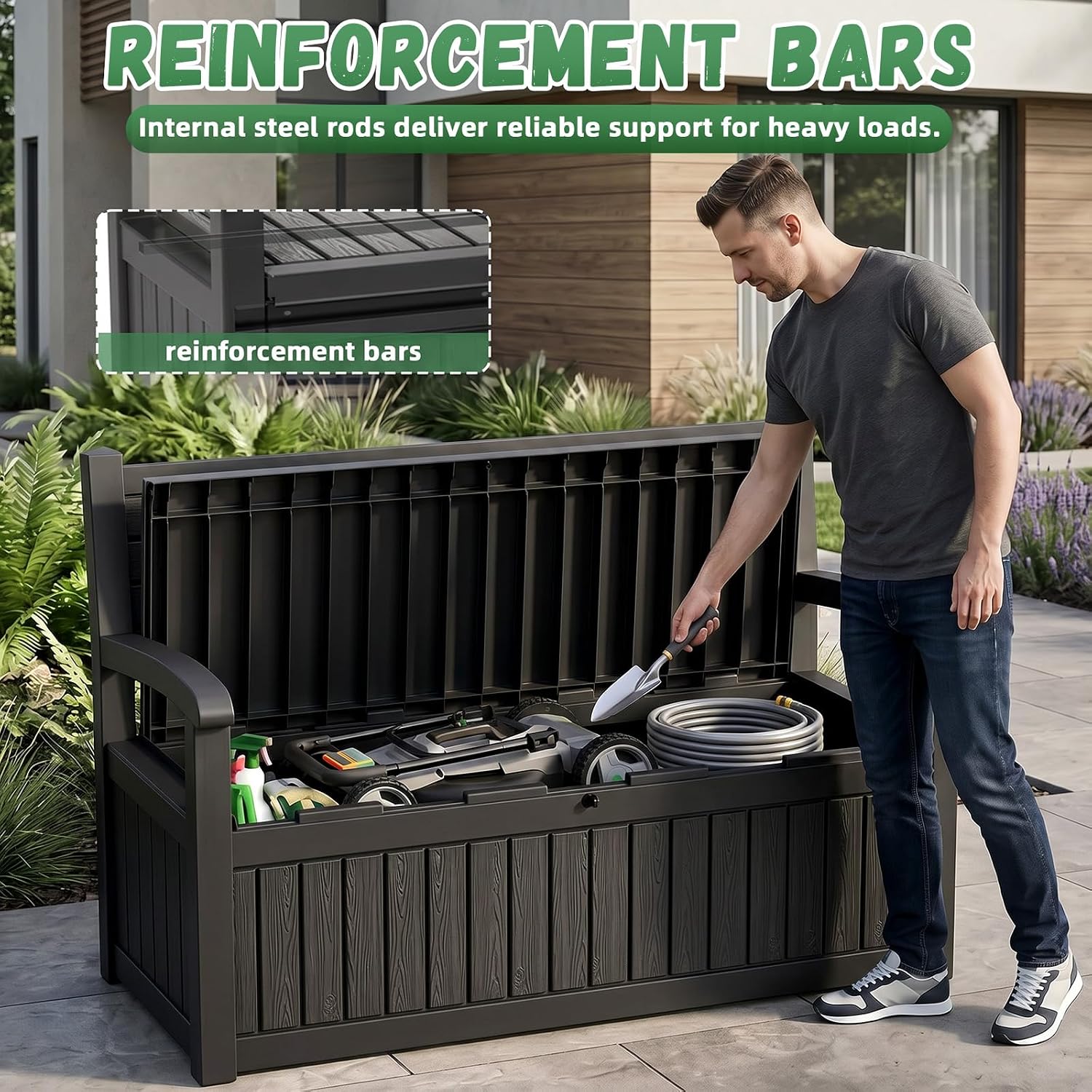 Large Outdoor Storage Bench De - Gardening Tools Box บทวิจารณ์และราคา