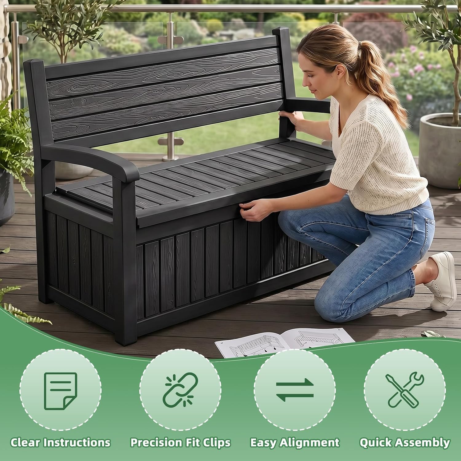 Large Outdoor Storage Bench De - Gardening Tools Box บทวิจารณ์และราคา