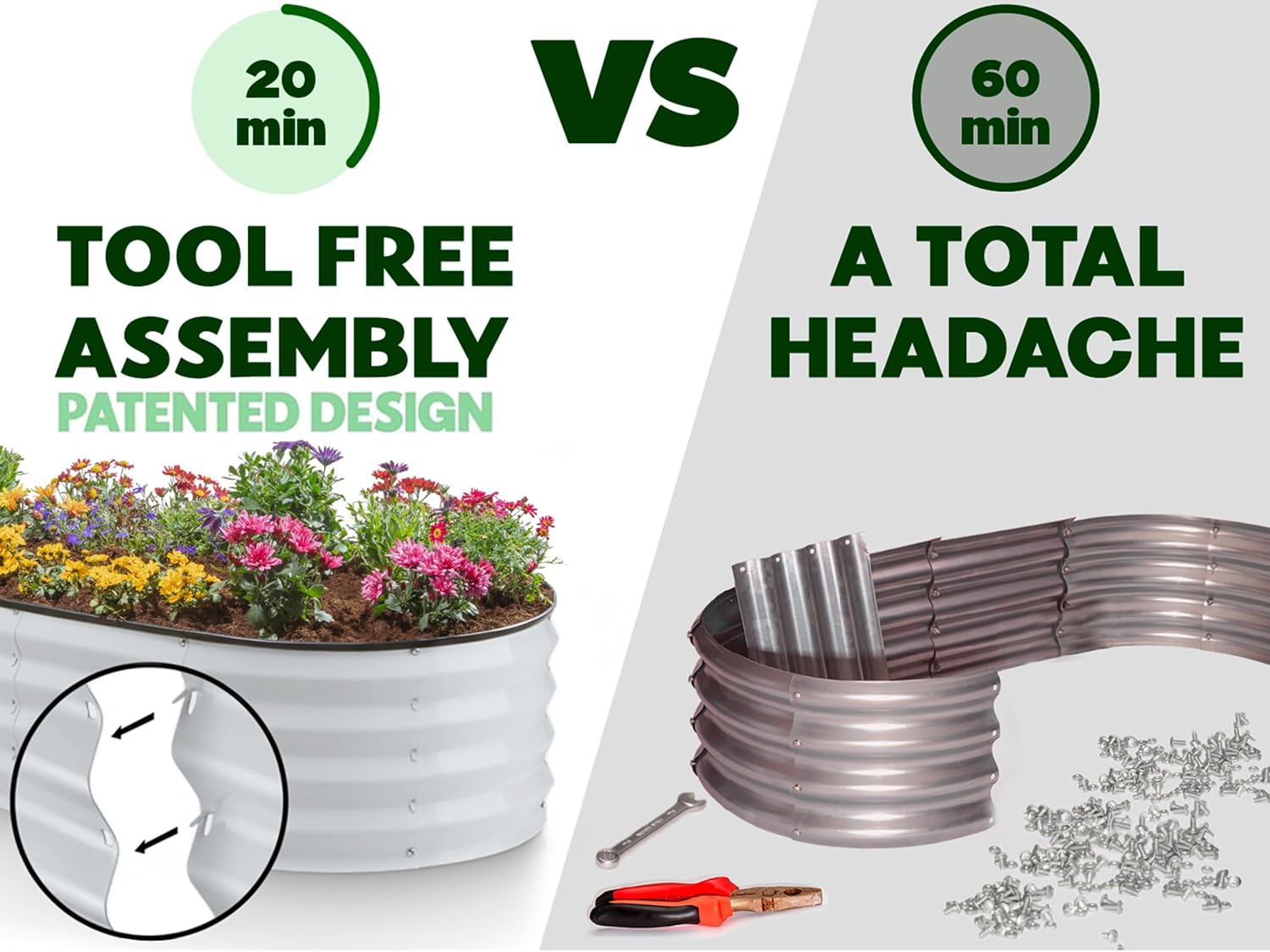 Galvanized Raised Garden Beds  - Gardening Tools Box บทวิจารณ์และราคา