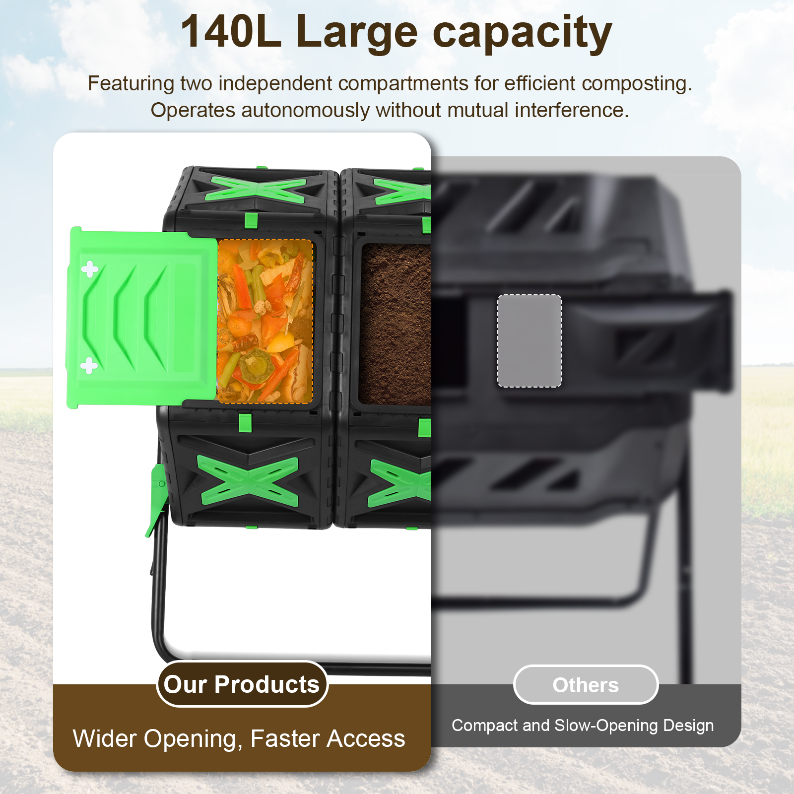 140L Dual Chamber High Volume  - Compost Bin บทวิจารณ์และราคา