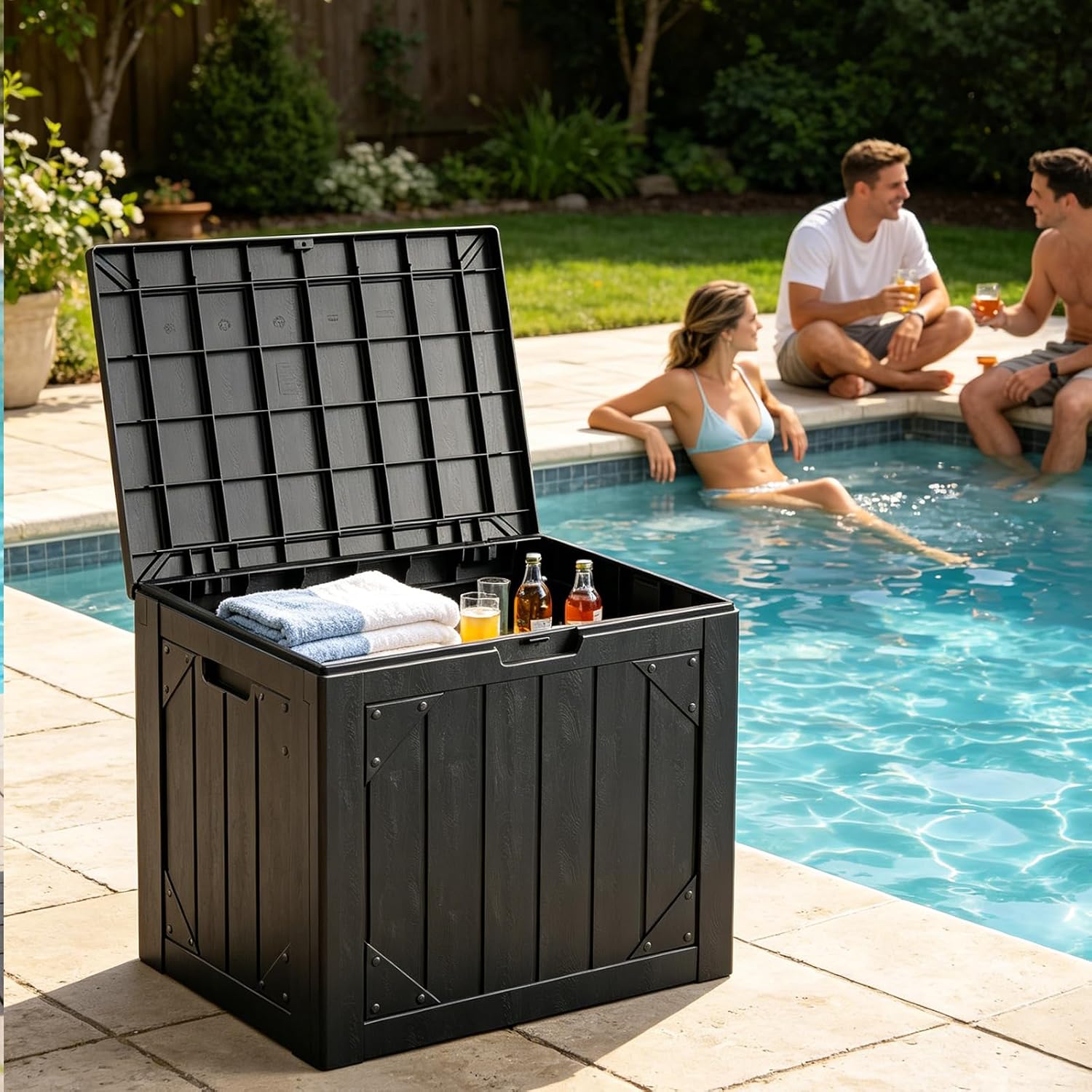 30 Gallon Outdoor Storage Box  - Gardening Tools Box บทวิจารณ์และราคา