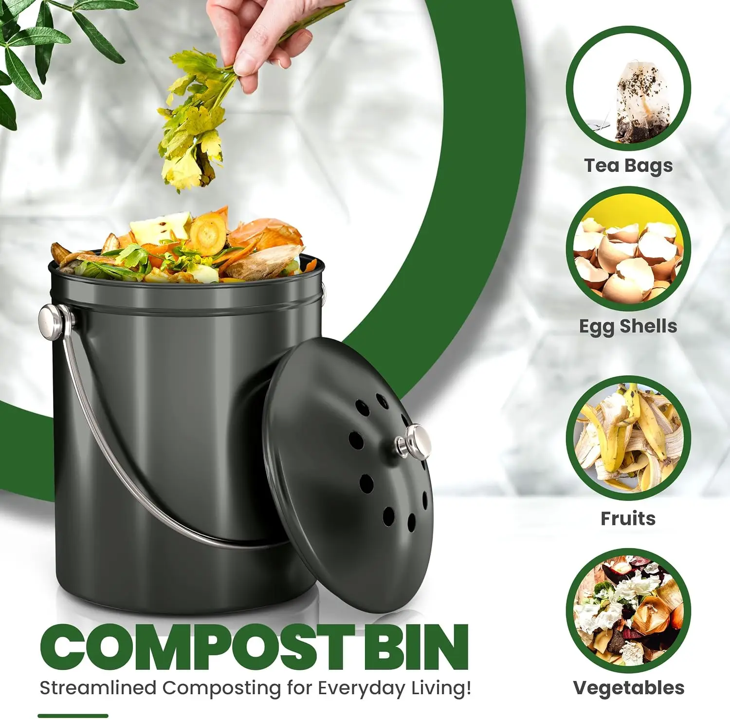Kitchen Compost Bin for Kitche - Compost Bin บทวิจารณ์และราคา